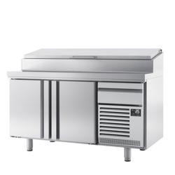 Table réfrigérée de préparation pour boulangerie - avec 2 portes & 1 tiroir - dimensions EN - superstructure inox 9x GN 1/3