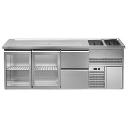 Pivski štand Premium PLUS - 2500x700 mm - 2 staklena vrata & 2 ladice 