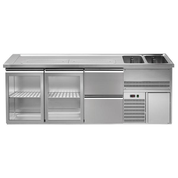 Barkoeling PREMIUM PLUS - 2500x700mm - 2 glazen deuren & 2 laden