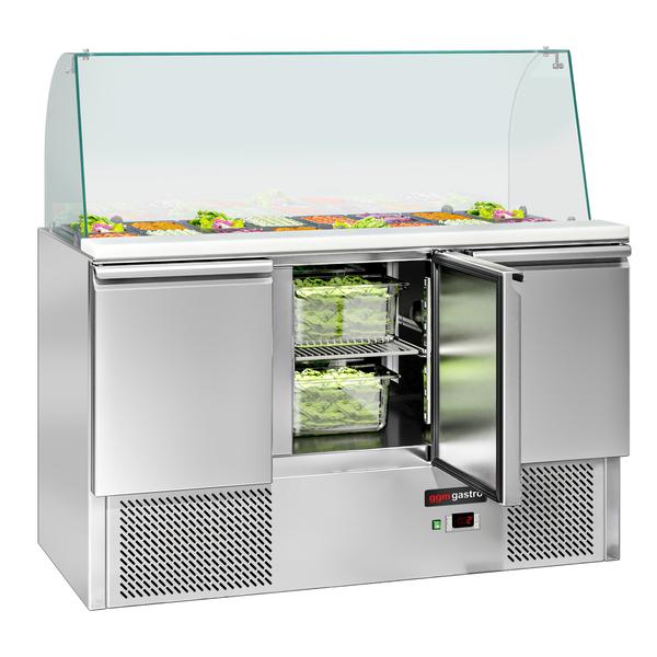 Saladette ECO - 1368mm - 3 deuren - met opzetkoelvitrine voor 4x GN 1/1