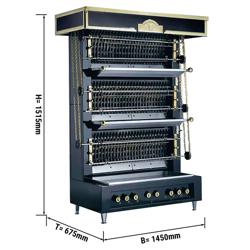 UBERT flame wall grill - 4 asadores para 32 pollos - 2 zonas de calentamiento