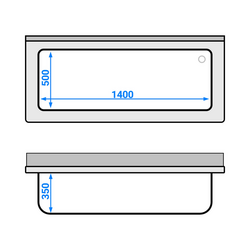 Pot sink unit - 1600x700mm - with 1 basin
