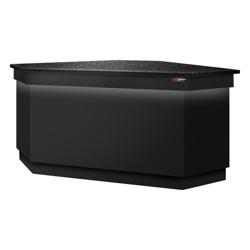 Hoek-Kassa-sectie TORONTO & LED-verlichting - 1565x900x900mm - zwart front - granieten werkblad zwart - RVS