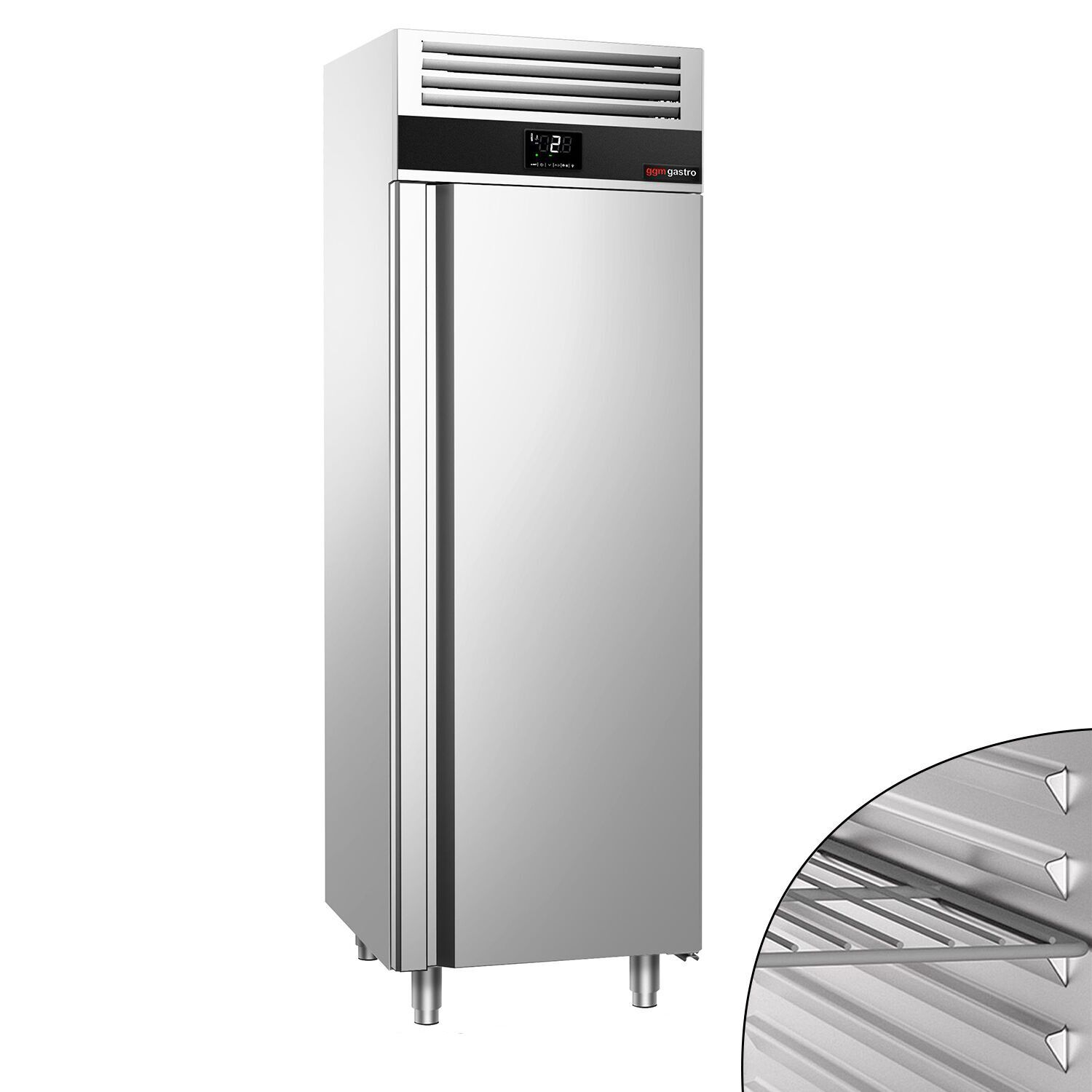 Armoire réfrigérée positive en Inox AISI 304 PREMIUM - GN 2/1 - 1570 L - avec 1 porte & 4 grilles
