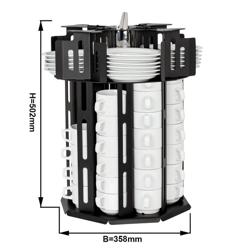 Kop- en schoteldispenser - roterend - Zwart - Rvs