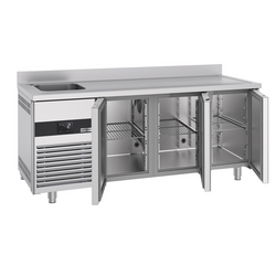 Koelwerkbank PREMIUM - 1900x700mm - met 3 deuren, 1 spoelbak links & achterwand