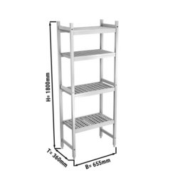 Étagère de base en aluminium - 655 x 1800 mm        