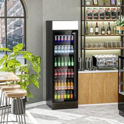 Vitrine réfrigérée à boissons - 595mm - 145 L - porte vitrée sans cadre - 1 porte vitrée - avec caisson lumineux - éclairage LED - affichage digital de la température - Noir - +1 à +10 °C