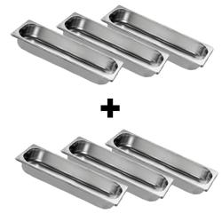 (6 pieces) Gastronorm Container - 2/4 - Stainless Steel - 65 mm