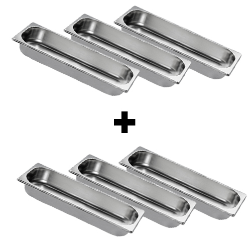 Roestvrijstalen GN bak 2/4 - Hoogte: 65mm