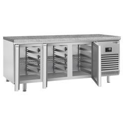 Masă frigorifică pentru panificație Premium PLUS - 2185x800mm - cu 3 uși - blat de lucru din granit