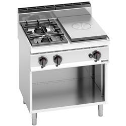 Комбінована варильна поверхня (газова плита) -  суцільна поверхня та 2 конфорки - 17,5 кВт