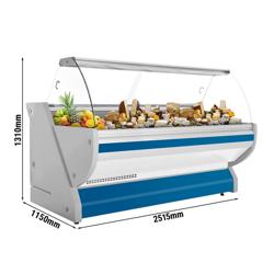 Serve Over Counter - 2515x1150mm - granite worktop - blue front - curved front glass - capacity 500 litres