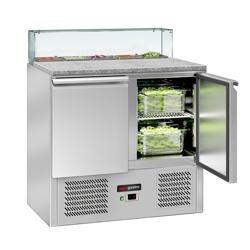 Saladette ECO - 900mm - 2 deuren - met rechte glazen opzetvitrine voor 5x GN 1/6