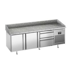 Pizzawerkbank PREMIUM PLUS - 1980x700mm - granieten werkblad - met 2 deuren & 2 laden