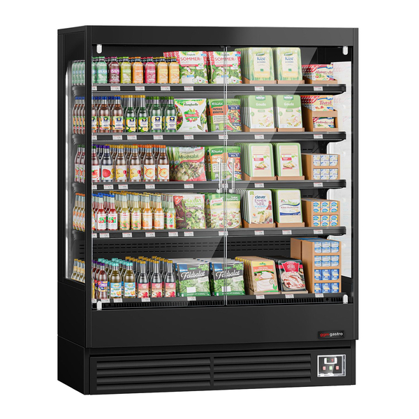 Armario refrigerador mural con puertas batientes - 1585 mm - 693 litros - con iluminación LED, 2 puertas de cristal y 4 estantes