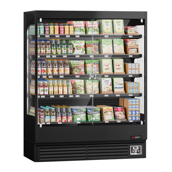  یخچال دیواری قفسه دار با دربهای لولایی - 1585 میلی متر - 693 لیتر - با نور ال ای دی، 2 درب شیشه ای و 4 قفسه