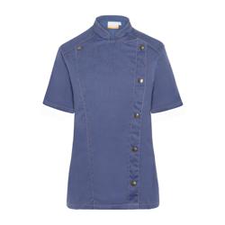 KARLOWSKY | Kortärmad kockjacka dam jeansstil - vintageblå - storlek: 44