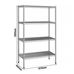 Étagère en inox - 1070 x 460 mm - avec 4 étagères grillagées (fixes)