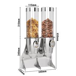 Cereal Dispenser - double - Rotary Dispense - Stainless Steel Stand