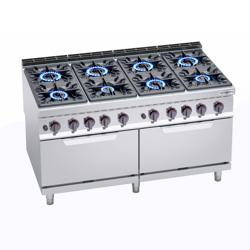 Plynový sporák - Lorenzo 900 - 1600x900x965 mm - 84,2 kW - 8 hořáky - vč. plynové trouby, statické - 2x 7,6 kW