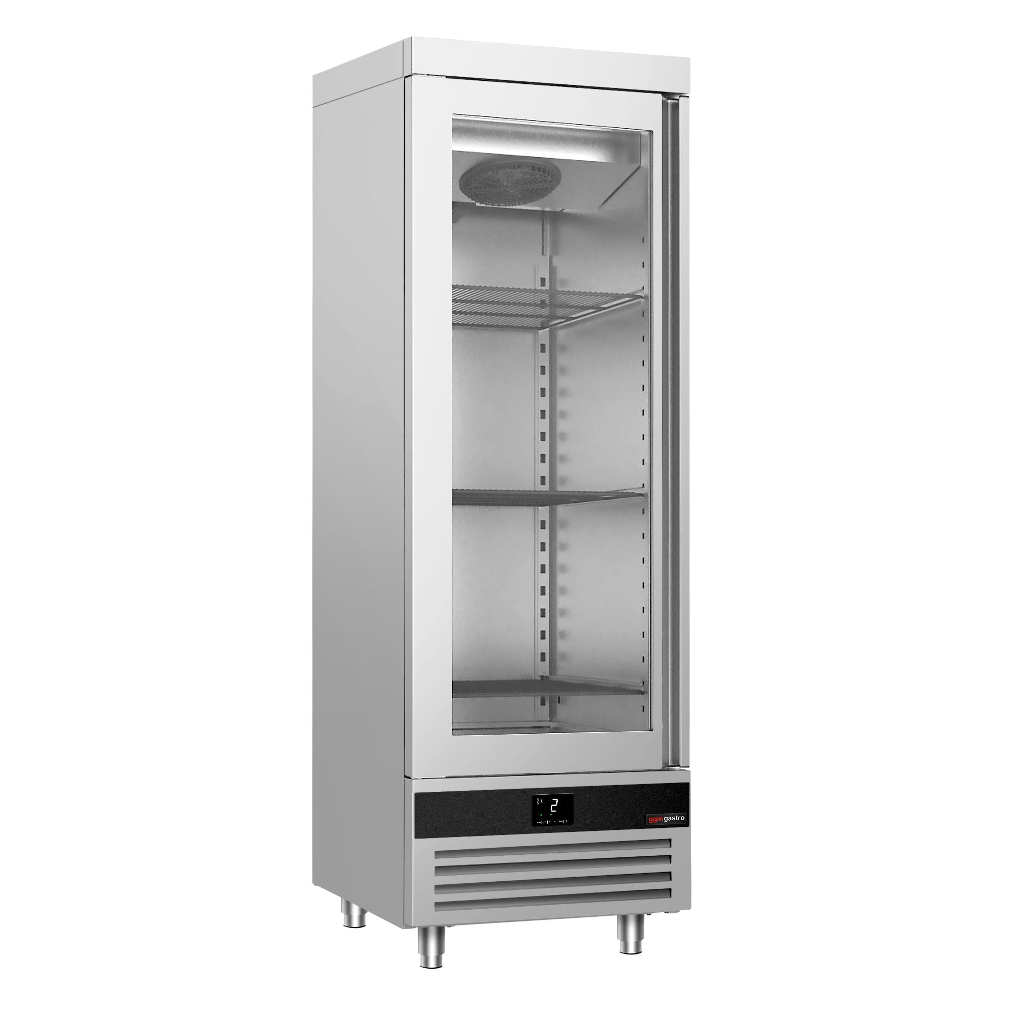 Armoire réfrigérée vitrée positive en acier inoxydable AISI 430 PREMIUM - 600 L - avec 1 porte vitrée & Glissières GN & 4 grilles GN 1/1 - Pré-équipée LED