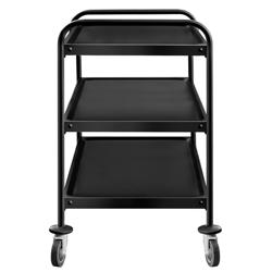 Servírovací vozík - 1 200x600 mm - se 3 policemi - 2 kolečka s brzdou - celková nosnost: 120 kg - černý