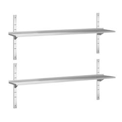 Nerezové nástěnné police PREMIUM - 1800x300 mm - s 2 policemi
