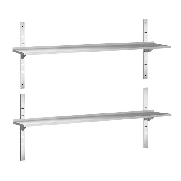 Nerezové nástěnné police PREMIUM - 1800x300 mm - s 2 policemi