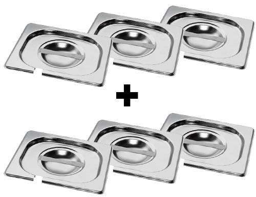 (6 uds) Tapa GN GN 1/6 - con hueco para cuchara - 176x162x7mm
