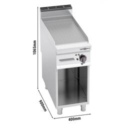 Fry Top Elettrico Professionale - 5,7 kW - Rigato - Superficie di cottura: 396x667mm - incl. sottotelaio