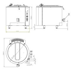 A gas Marmitta professionale / Pentola industriale - 400l - 45kW - Riscaldamento indiretto - con allacciamento idrico