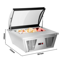 Vitrina de helados de sobremesa - tapa abovedada - para recipientes de helado de 4 x 5 litros
