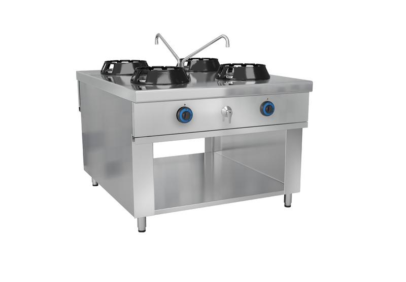 Wok gasfornuis - 56kW - 4 branders - incl. 2 kranen