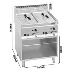 Dubbele gasfriteuse - 8+8 liter - 13,2 kW - mechanische bediening - met aftapkraan - incl. onderstel