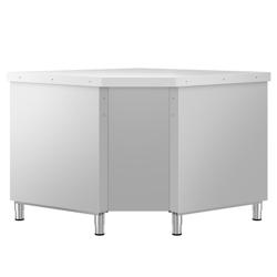 Tavolo armadiato ad angolo in acciaio inox KOPENHAGEN - 1001x1001mm - con ripiano