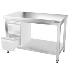 Mesa de trabalho PREMIUM - em Aço Inoxidável  - 1,2 m - com estrutura e prateleira de base
