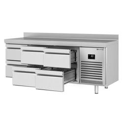 Hűtött munkaasztal PREMIUM PLUS - 1960x700 mm - 465 liter - ventilációs - 6 fiókkal - felhajtással