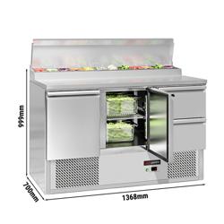 Stół przygotowawczy Mini ECO - 1368 mm - dla 8x GN 1/6 - 2 drzwi i 2 szuflady