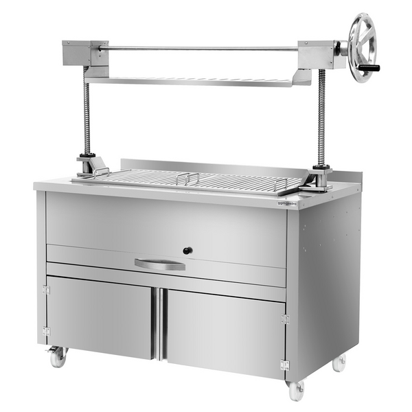 Grill na węgiel drzewny - 1340 mm - z podnośnikiem & 1 szufladą	