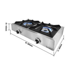 Gasfornuis - 770x400x170mm - 11,0 kW - 2 pits