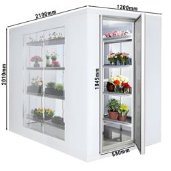 Koelcel - 1200x2100mm - 3,70m³ - met 3 glaswanden
