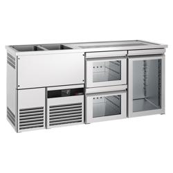 Barkoelkast PREMIUM - 1950x700mm - 1 glazen deur & 2 laden