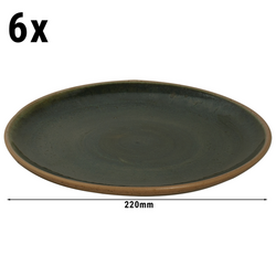 (6 stuks) WISTERIA - Bord - plat - Ø 220mm - Groen/Beige