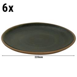 (6 pieces) Wisteria Stoneware Flat Side Plate – Ø 22 cm - Green/Beige