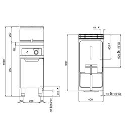 Gasfriteuse - 18 liter - 14 kW - indirect verwarmd - digitale bediening - met aftapkraan