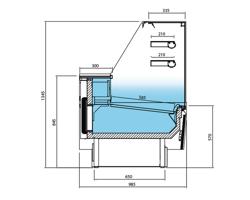 Vitrina para pasteles / Expositor refrigerado de esquina - 1,93 m / 0,98 m