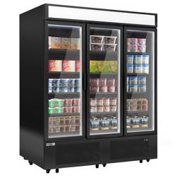 Commercial multideck display freezer - 1600mm - 891L - with 3 hinged glass doors & 15 shelves - Black