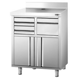 Radni ormarić - Za aparat za kavu - 800x600 mm - Sa kucalom, 2 ladice, 2 vrata & poleđinom