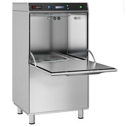 Commercial Dishwasher - Double‑Walled, 3.9 kW – Detergent & Rinse Aid Pumps – with chemical pump, top/bottom rinse arms & tray + 2 cutlery baskets